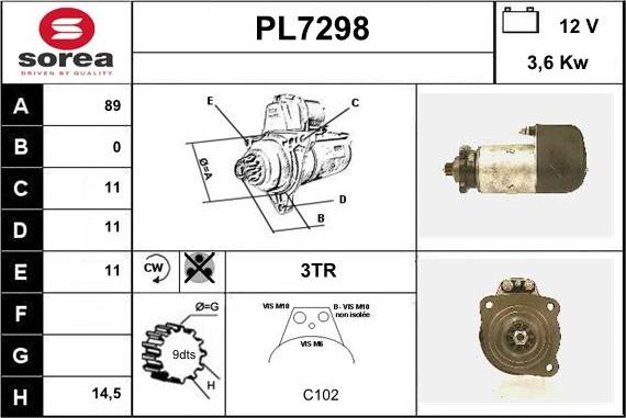 Sera PL7298 - Стартер autodnr.net