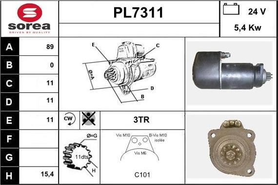 Sera PL7311 - Стартер autocars.com.ua