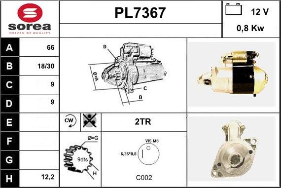 Sera PL7367 - Стартер autocars.com.ua