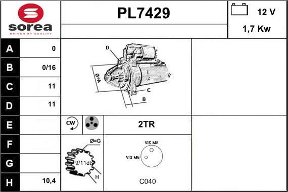 Sera PL7429 - Стартер autocars.com.ua