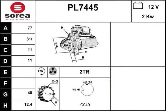 Sera PL7445 - Стартер autocars.com.ua