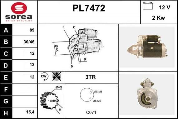 Sera PL7472 - Стартер autocars.com.ua