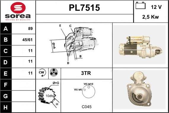 Sera PL7515 - Стартер autocars.com.ua