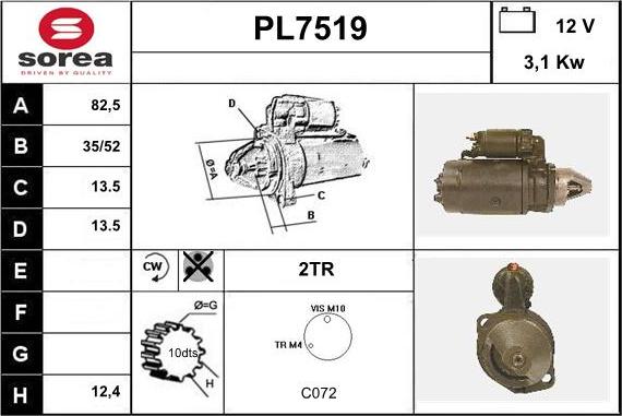 Sera PL7519 - Стартер autocars.com.ua