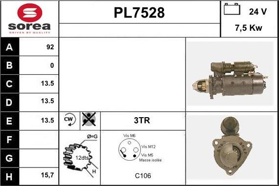 Sera PL7528 - Стартер autocars.com.ua