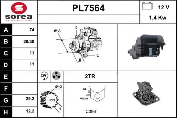 Sera PL7564 - Стартер autocars.com.ua