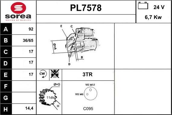 Sera PL7578 - Стартер autocars.com.ua