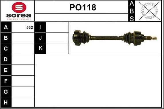 Sera PO118 - Приводний вал autocars.com.ua