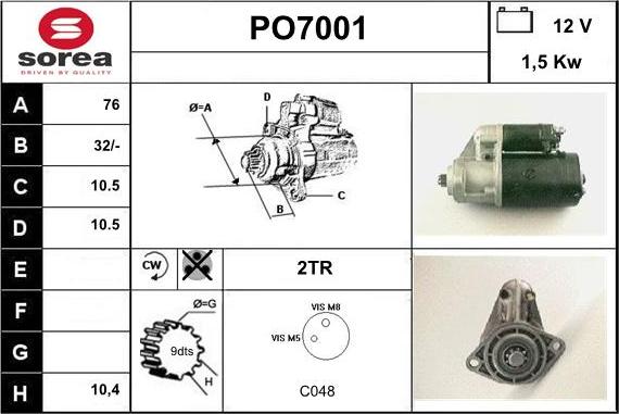 Sera PO7001 - Стартер autocars.com.ua