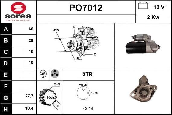 Sera PO7012 - Стартер autocars.com.ua