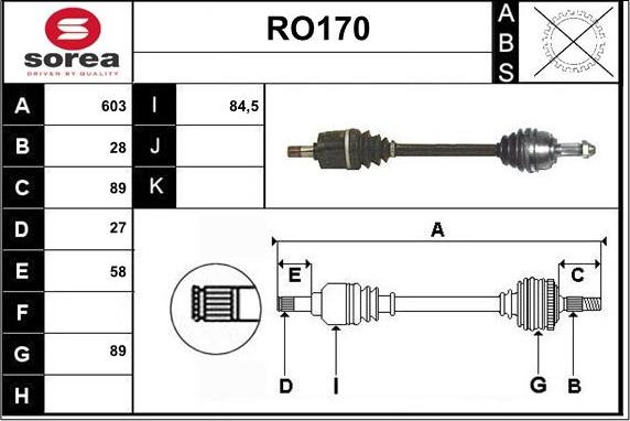 Sera RO170 - Приводний вал autocars.com.ua
