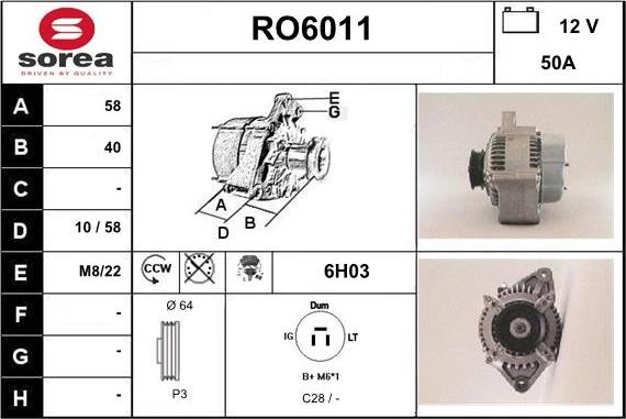 Sera RO6011 - Генератор autocars.com.ua