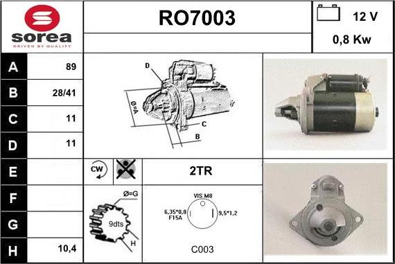 Sera RO7003 - Стартер autocars.com.ua