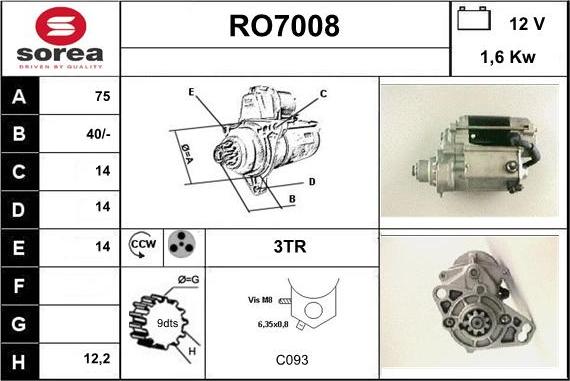 Sera RO7008 - Стартер autodnr.net