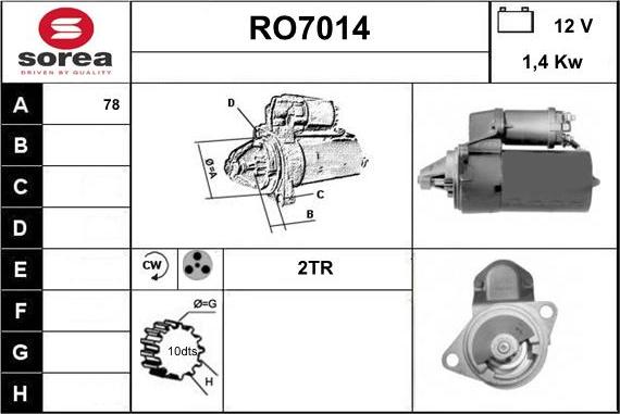 Sera RO7014 - Стартер autocars.com.ua