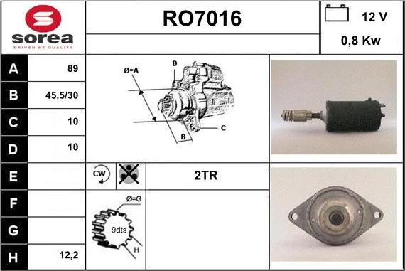 Sera RO7016 - Стартер autocars.com.ua