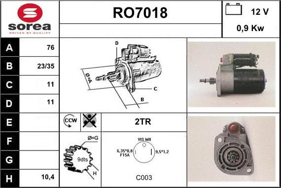 Sera RO7018 - Стартер autocars.com.ua