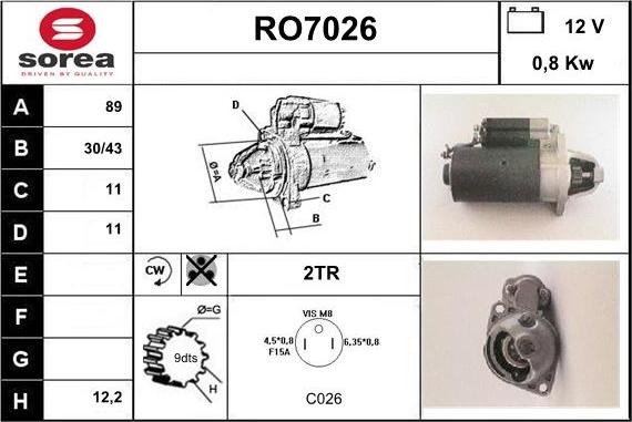 Sera RO7026 - Стартер autocars.com.ua