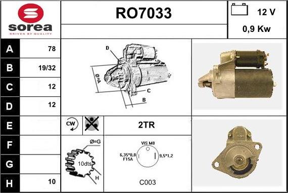 Sera RO7033 - Стартер autocars.com.ua