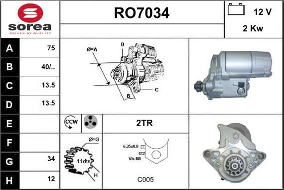 Sera RO7034 - Стартер autocars.com.ua