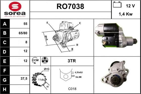 Sera RO7038 - Стартер autocars.com.ua