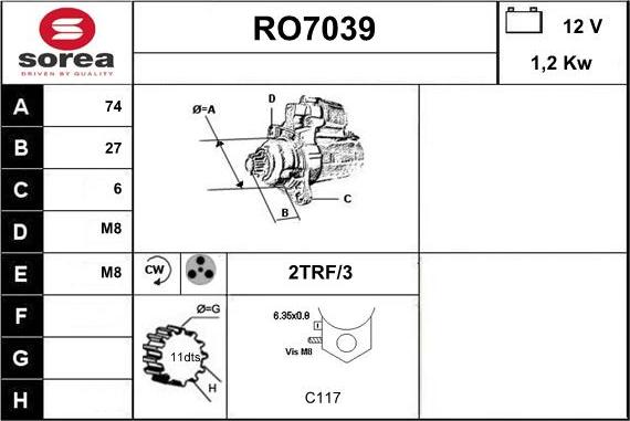 Sera RO7039 - Стартер autocars.com.ua