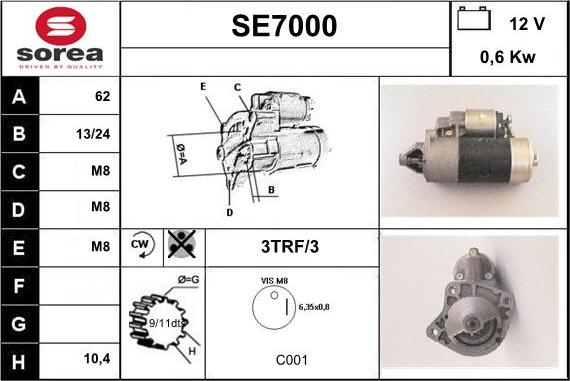 Sera SE7000 - Стартер autocars.com.ua