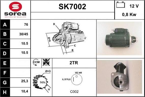 Sera SK7002 - Стартер autocars.com.ua