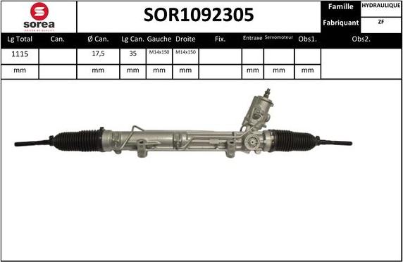 Sera SOR1092305 - Рульовий механізм, рейка autocars.com.ua