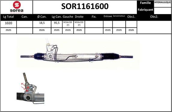 Sera SOR1161600 - Рульовий механізм, рейка autocars.com.ua