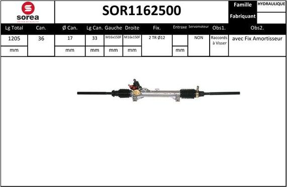 Sera SOR1162500 - Рульовий механізм, рейка autocars.com.ua