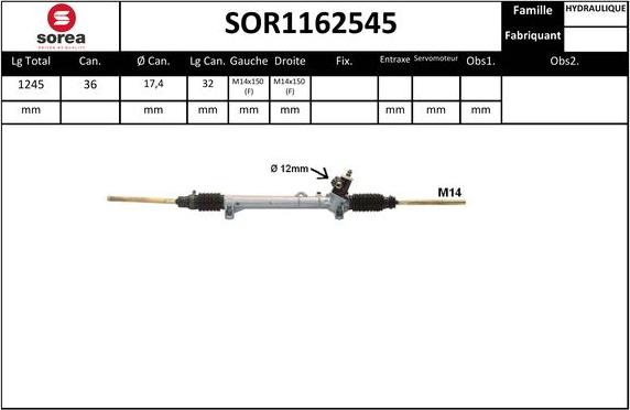 Sera SOR1162545 - Рульовий механізм, рейка autocars.com.ua