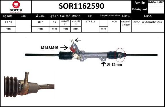 Sera SOR1162590 - Рульовий механізм, рейка autocars.com.ua