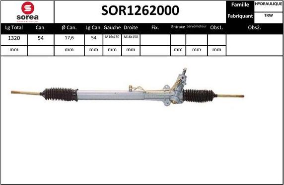 Sera SOR1262000 - Рульовий механізм, рейка autocars.com.ua