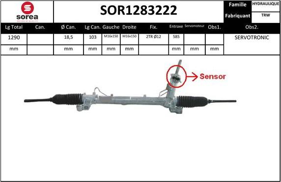 Sera SOR1283222 - Рульовий механізм, рейка autocars.com.ua