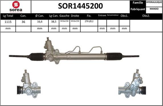 Sera SOR1445200 - Рульовий механізм, рейка autocars.com.ua