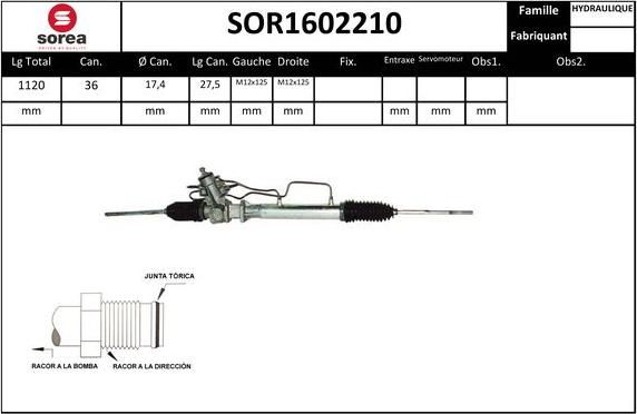 Sera SOR1602210 - Рульовий механізм, рейка autocars.com.ua