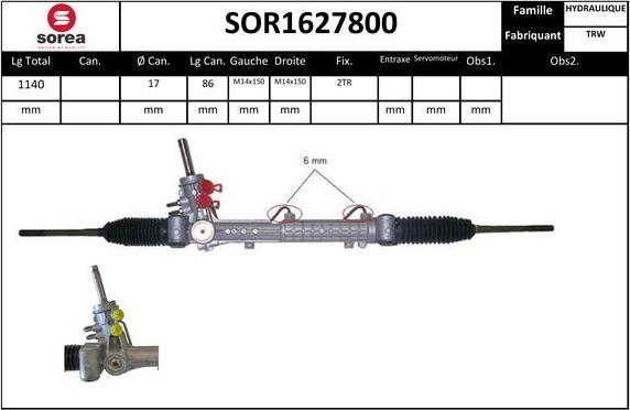 Sera SOR1627800 - Рульовий механізм, рейка autocars.com.ua