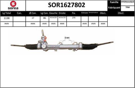 Sera SOR1627802 - Рулевой механизм, рейка autodnr.net