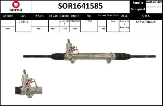 Sera SOR1641585 - Рульовий механізм, рейка autocars.com.ua