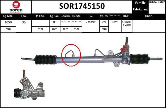 Sera SOR1745150 - Рульовий механізм, рейка autocars.com.ua