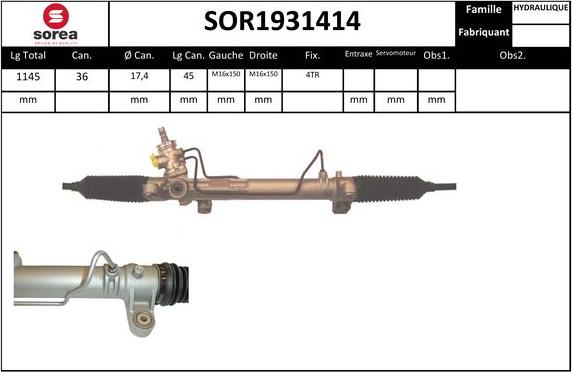 Sera SOR1931414 - Рульовий механізм, рейка autocars.com.ua