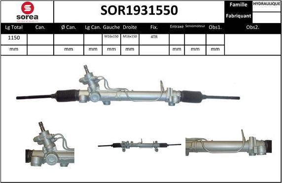 Sera SOR1931550 - Рульовий механізм, рейка autocars.com.ua