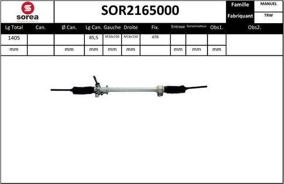 Sera SOR2165000 - Рульовий механізм, рейка autocars.com.ua