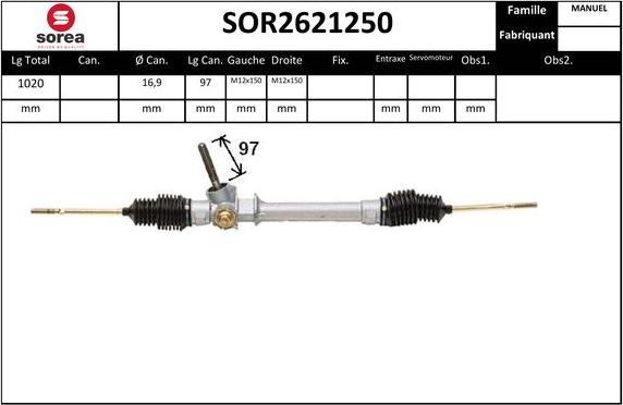 Sera SOR2621250 - Рульовий механізм, рейка autocars.com.ua