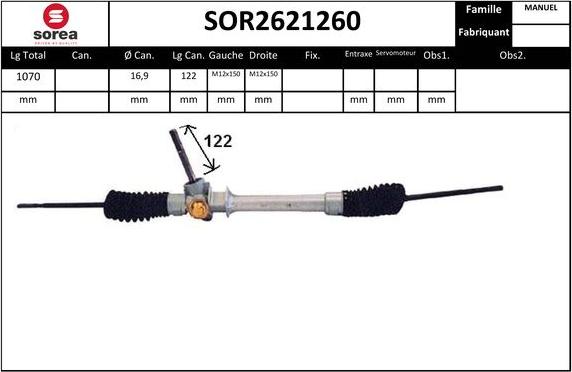 Sera SOR2621260 - Рулевой механизм, рейка autodnr.net