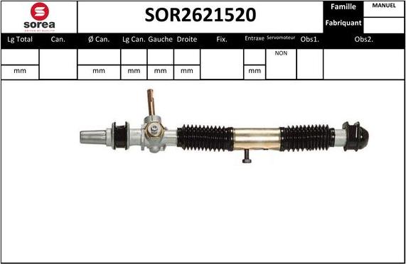 Sera SOR2621520 - Рулевой механизм, рейка autodnr.net