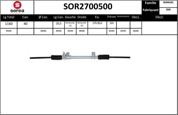 Sera SOR2700500 - Рульовий механізм, рейка autocars.com.ua