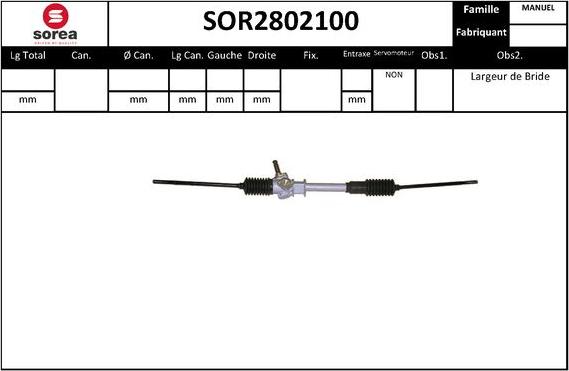 Sera SOR2802100 - Рульовий механізм, рейка autocars.com.ua