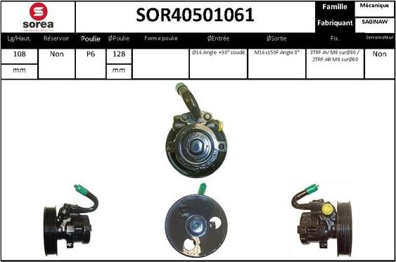 Sera SOR40501061 - Гідравлічний насос, рульове управління, ГУР autocars.com.ua